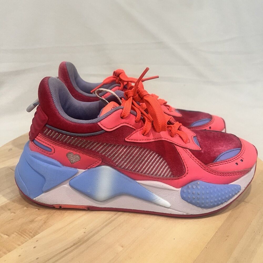 PUMA RS-X Reinvent VDay Valentine Heart Velvet Chunky Sneakers Kids 5.5Y/Women 7